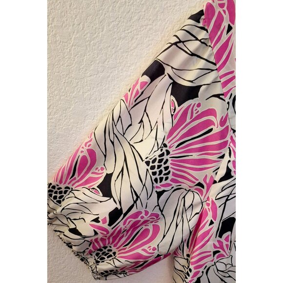 Banana Republic 100% Silk Printed Puff Sleeve Relaxed Fit Shift Dress Sz M EUC - Picture 3 of 7